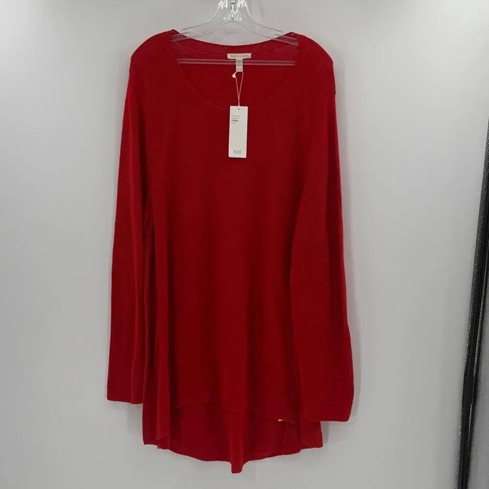 Eileen Fisher Women's Peruvian Organic Cotton Links Tunic Sweater - Lava XL NWT